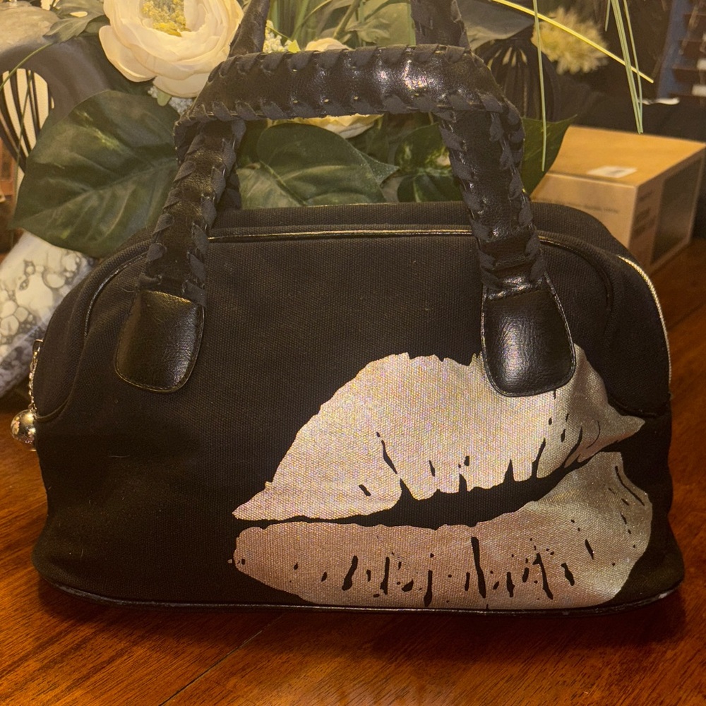 Victoria's Secret Angel Limited Edition Black & Silver Zippered Canvas Tote EUC